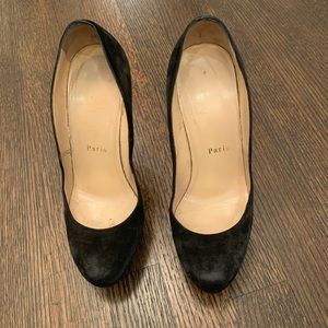 Suede Christian Louboutin platform heels